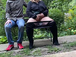 pervert watches mature milf masturbate public park flashing