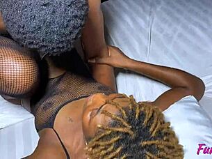 my ghetto bestie's creamy pussy close-up in see-through stockings small waist tease