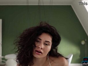 Petite curly asian teen model Layla Balan teases in solo softcore heat