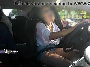 hot latina wife thay ksada flashes big tits groped by stranger in car