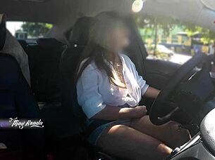 hot latina wife thay ksada flashes big tits groped by stranger in car