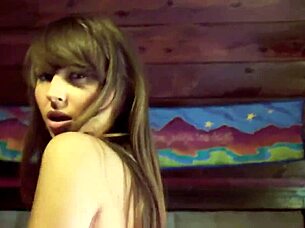 Shay Laren strips slowly in the bedroom, teasing her big natural tits and juicy pussy for you