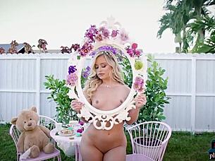 Big Round Ass Blonde Milf Jackie Strips Naked Outdoor Lingerie Tease