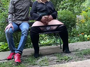 pervert watches mature milf masturbate public park flashing
