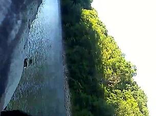 interracial couple bends over for public doggystyle pounding outdoors