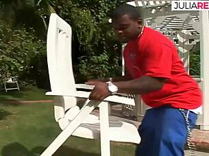 ebony sluts diamond star chyanne jacobs gangbanged by 2 big black cocks outside