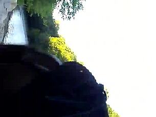 interracial couple bends over for public doggystyle pounding outdoors