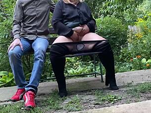 pervert watches mature milf masturbate public park flashing