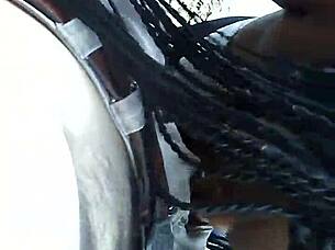 interracial couple bends over for public doggystyle pounding outdoors