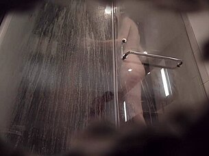 Amateur couple showers together horny handjob fun