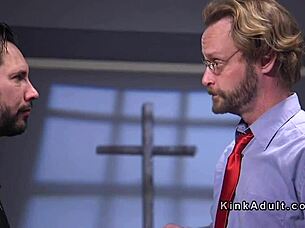 oh god, tied brunette slave chokes on deepthroat before rough anal flogging bang!