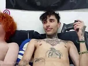 Tricked straight neighbors play rough fifa then get naked kinky