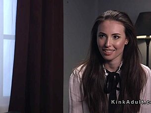 oh god, tied brunette slave chokes on deepthroat before rough anal flogging bang!