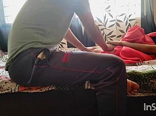 desi bhabhi red saree seduces servant wet pussy