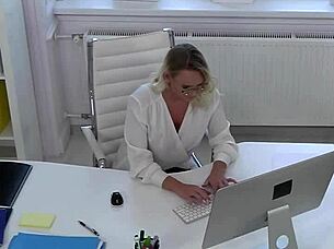 nina kayy struts in heels and lingerie as sexy milf secretary