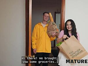 Mature4K: Pregnant Redhead's Wild FFM Threesome with Shaved Pussy Neighbors