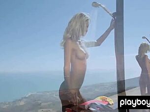 Aussie blonde Lisa Seiffert strips naked outdoors seductively