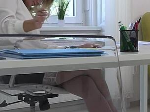 nina kayy struts in heels and lingerie as sexy milf secretary