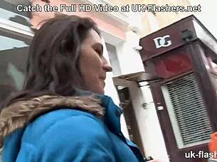 Oi mate, check this british milf flashing her perky tits and fingering outdoors publicly!