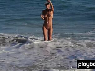 Aussie blonde Lisa Seiffert strips naked outdoors seductively