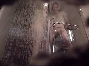 Amateur couple showers together horny handjob fun