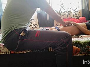 desi bhabhi red saree seduces servant wet pussy