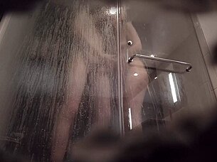 Amateur couple showers together horny handjob fun