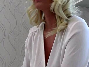 nina kayy struts in heels and lingerie as sexy milf secretary