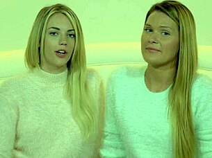 Blonde Lesbian Friend Toys Skinny Pal's Puffy Nipple Pussy While Licking Pink Taco!