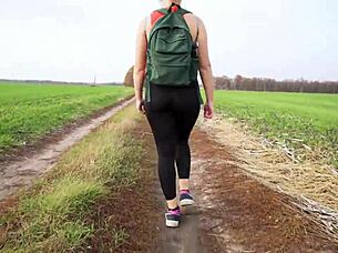 Milf In Tight Black Yoga Leggings Teases Fat Ass Voyeur Walk