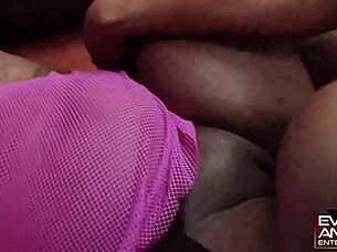 Why hide when friends' dick and fishnets tempt her so?