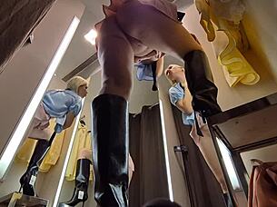 Hot Blonde's Pantyless Try-On Haul Hidden Cam