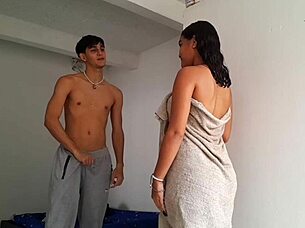 after my steamy shower i bent over for my buddy's hard doggystyle pounding creampie in tight latina pussy homemade brunette moaning cowgirl ride