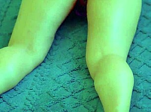 desi beauty shoves glass dildo deep in shaved wet pussy close-up