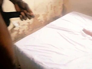 sweet ebony teen's tight pussy stretched by huge cock and cucumber 🍆💦