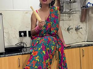 Indian stepmom's dirty hindi talk makes me so horny in kitchen