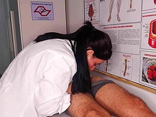 Nurse Gets Instant Erection from Young Patient's Monster Cock Deepthroat Blowjob