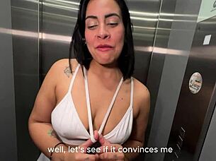 latina milf neighbor begs young bbc for raw creampie in elevator ride