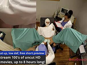 Nurse toys patient pussy to squirting orgasm in fetish clinic exam