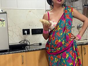 Indian stepmom's dirty hindi talk makes me so horny in kitchen