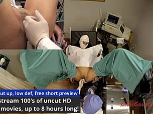 Nurse toys patient pussy to squirting orgasm in fetish clinic exam