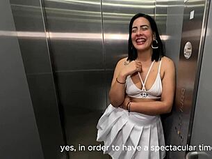 latina milf neighbor begs young bbc for raw creampie in elevator ride