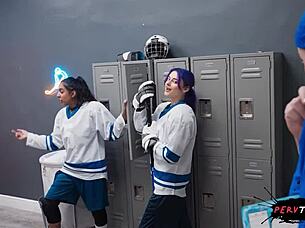 Sneaky locker room fuck spirals into wild chaos