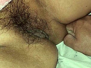 Brunette Wife's Hairy Beaver Teased Close Up