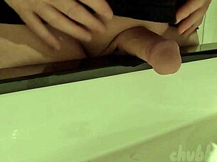 Chubby Gym Slut Pees And Cums On Sink
