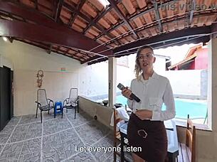 reporter caught stripping naked for outdoor blackmail fuck