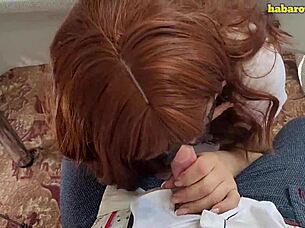 swallowing young student's hot cum feels so good