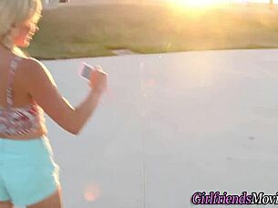 petite blonde teen licks girlfriend's wet pussy