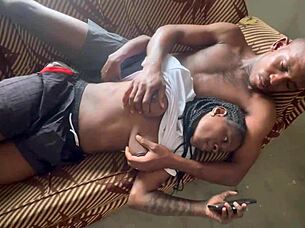 Cozy night turns hot with girlfriend's big tits and ass worship