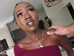 skinny ebony petite babe rides agent's bwc in rough casting